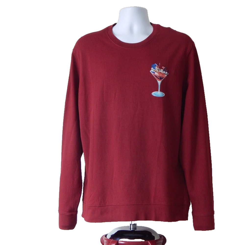 GRAHAM TINI by Robert Graham Long Sleeve Knit Top Sweater in Burgundy Men's XL